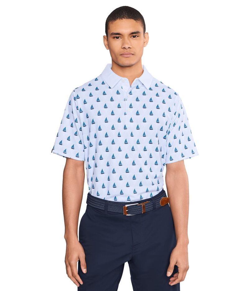 キャラウェイ メンズ トップス シャツ プリント Callaway Sailboat Sunset Geo Print Polo Bright White ホワイト