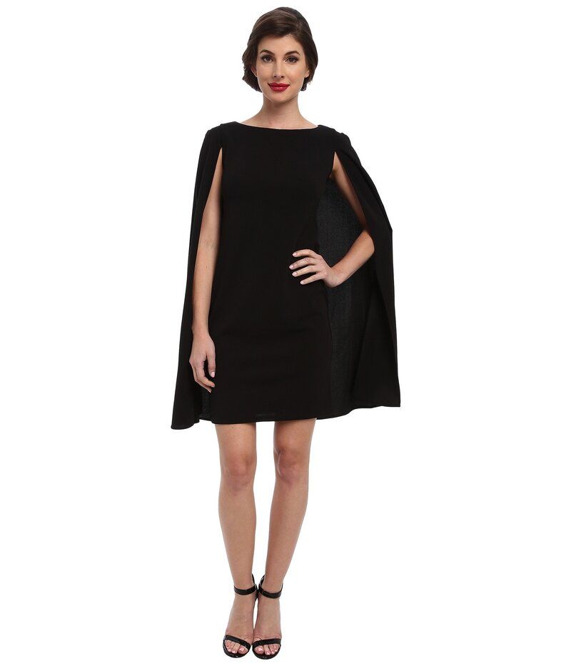 アドリアナ パペル レディース トップス ワンピース ケープデザイン キャップ ケープ Adrianna Papell Structured Cape Sheath Dress Black ブラック
