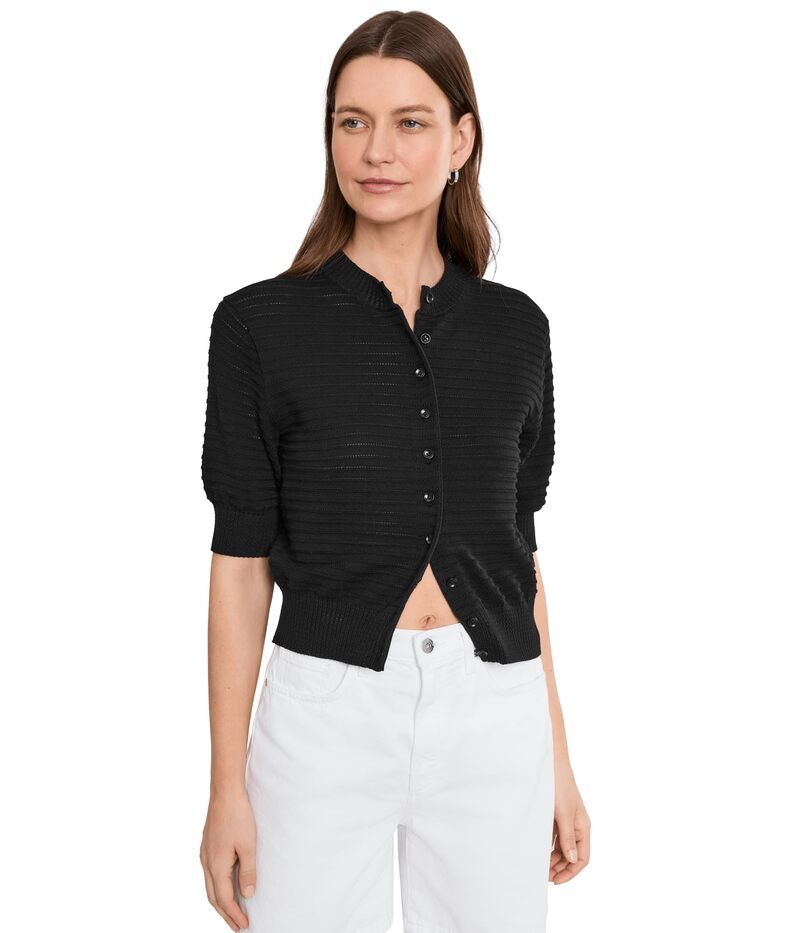 メイドウェル レディース アウター ニット・セーター コットン カーディガン Madewell Cotton Stitch Siya Short Sleeve Cardigan Solid Jet Black ブラック