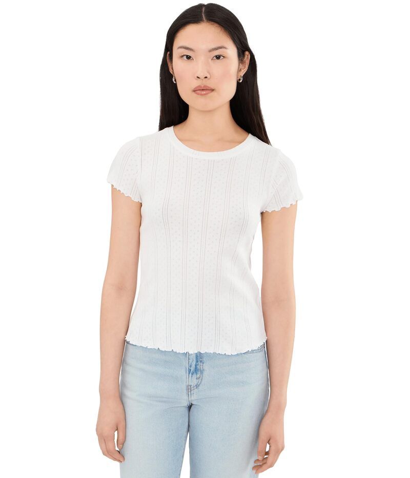 ニックプラスゾーイ レディース トップス シャツ Niczoe Pointelle Rib Georgia Tee Paper White ホワイト