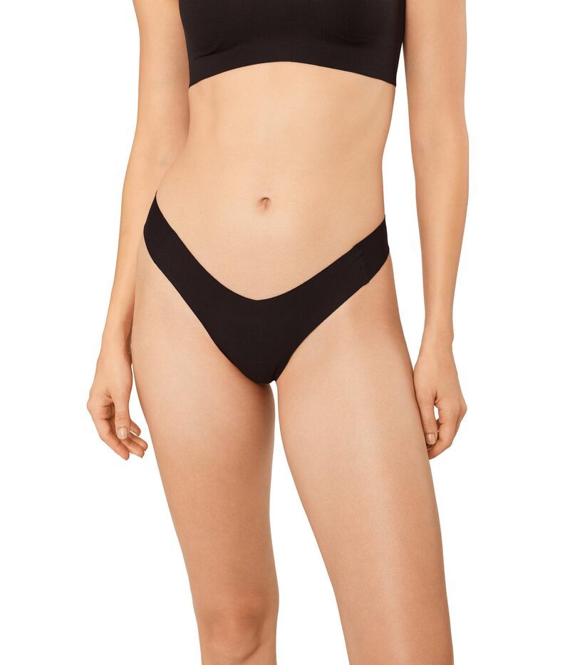 コマンドー レディース アンダーウェア パンツ コットン Commando Cotton Refined Rib Thong Black ブラック