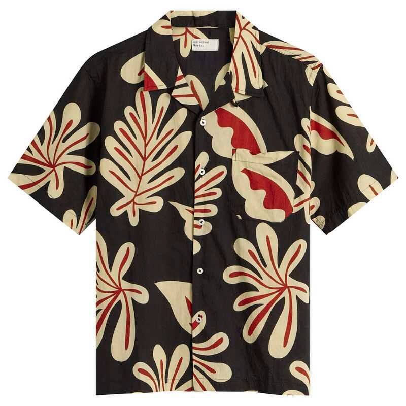 ユニバーサルワークス メンズ トップス シャツ プリント Universal Works Baja Print Road Shirt Black ブラック