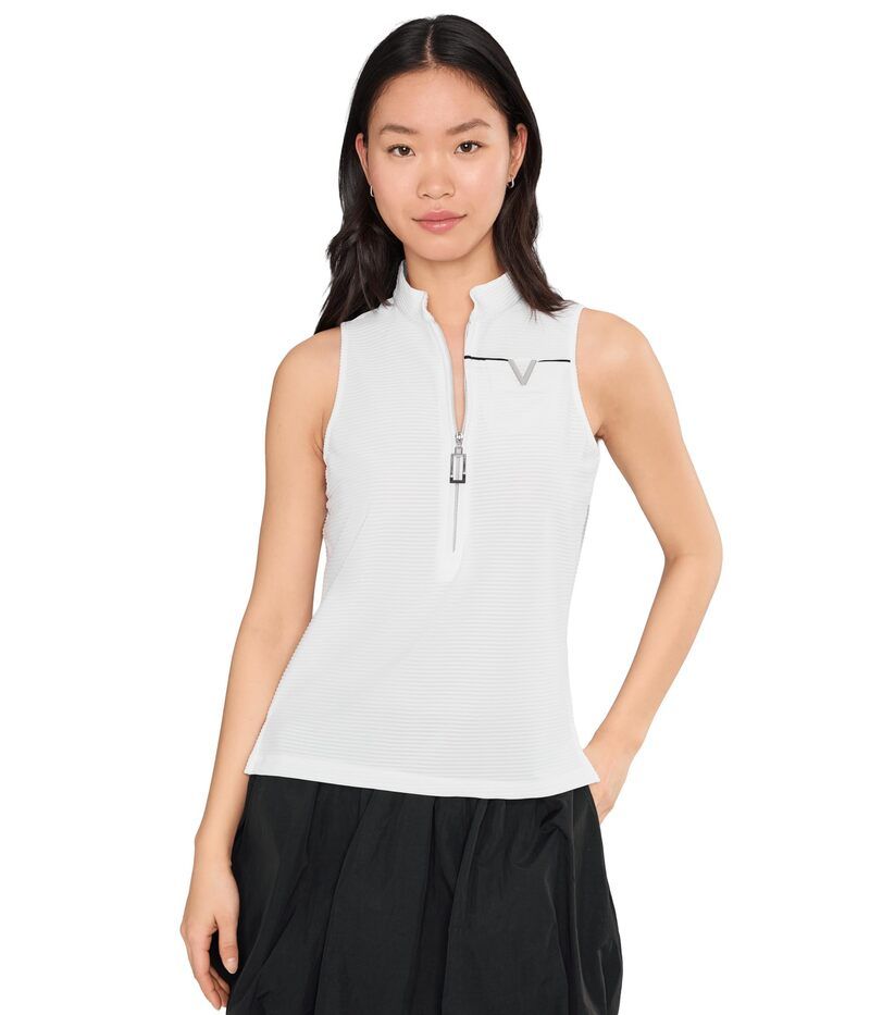 ジャイミーサドック レディース トップス シャツ ノースリーブ Jamie Sadock Ottoman Solid Mock Turtle Sleeveless White ホワイト