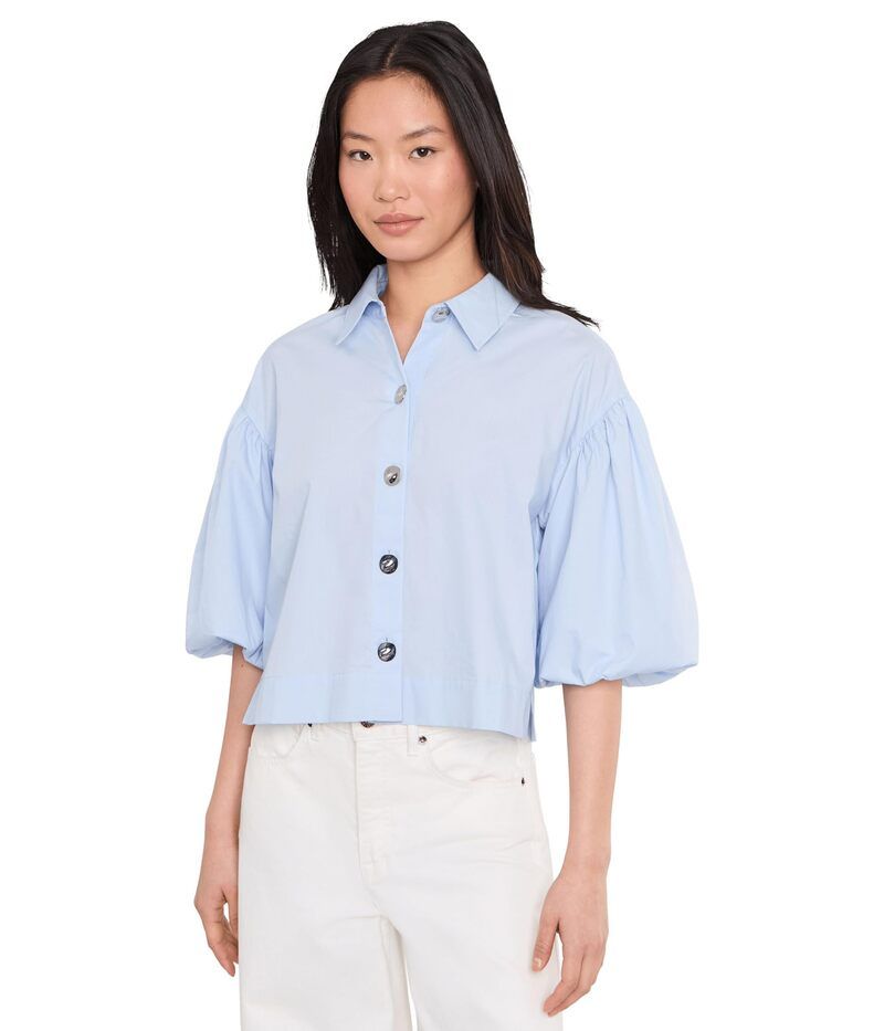 ヴィンスカムート レディース トップス ワンピース コットン Vince Camuto Puff Sleeve Cotton ButtonUp Sky