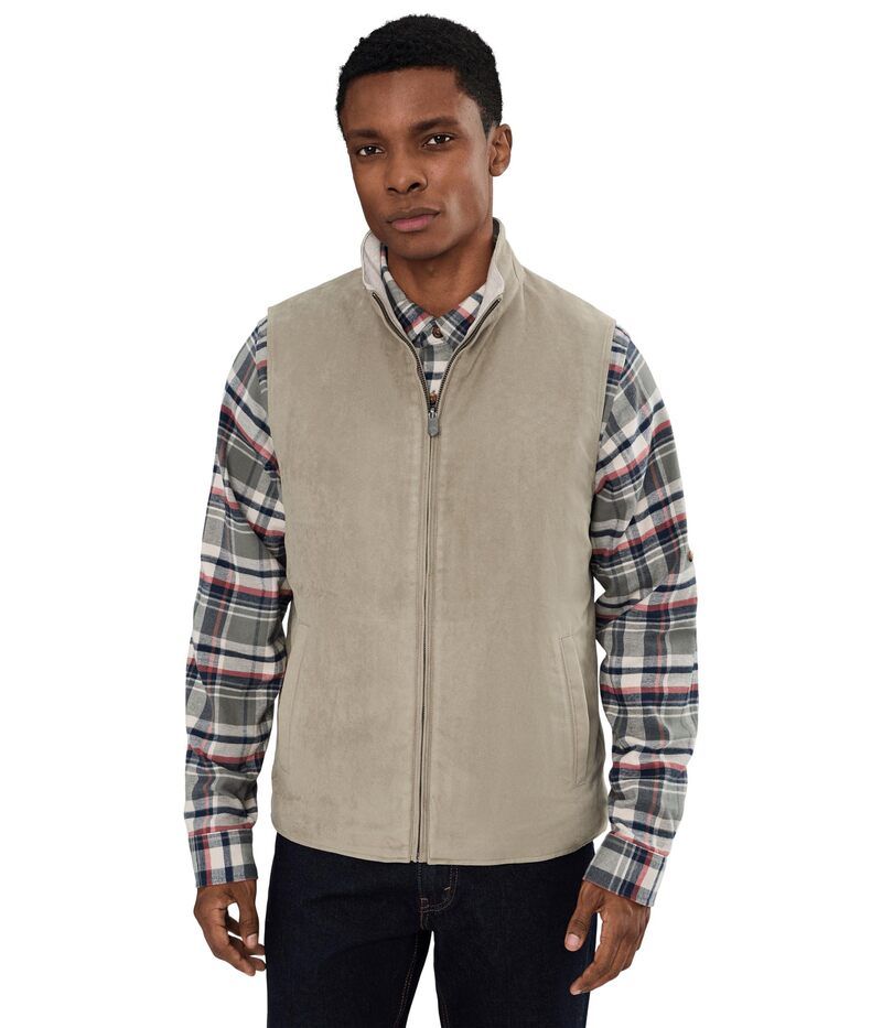 ジョンストンアンドマーフィー メンズ アウター コート ベスト スエード Johnston Murphy Faux Suede Reversible VestanTan Knit タン