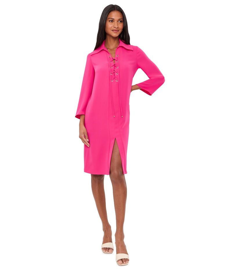 トリーナターク レディース トップス ワンピース レース Trina Turk Collared LaceUp Dress Rio Rose