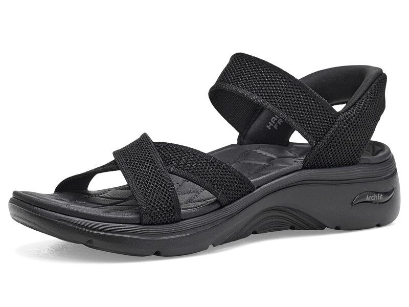 スケッチャーズ レディース シューズ サンダル SKECHERS OnTheGo Hands Free Slipins GO Walk Arch Fit 20 Sandals w Shinyarn BlackBlack ブラック