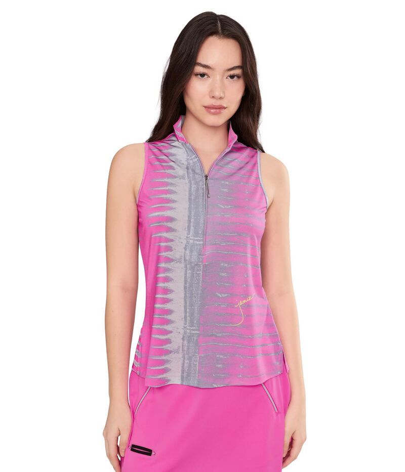 ジャイミーサドック レディース トップス シャツ ノースリーブ Jamie Sadock Sleeveless Zip Front Mandarin Collar Pink ピンク