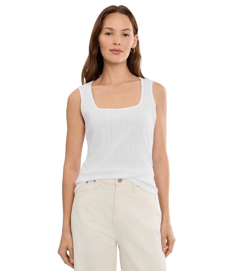 マイケルスターズ レディース トップス シャツ Michael Stars Perla Soft Square Neck Tank White ホワイト