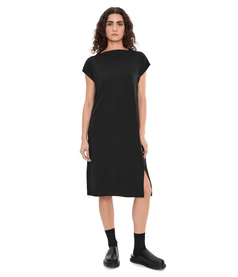 エイリーンフィッシャー レディース トップス ワンピースタンドネック Eileen Fisher Funnel Neck Dress Black ブラック