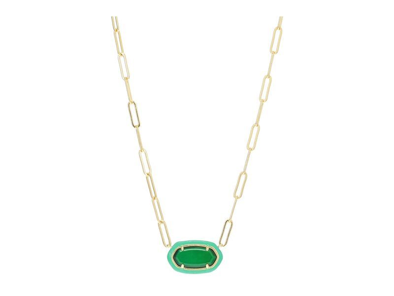 ケンドラスコット レディース アクセサリー ネックレス・チョーカー・ペンダントトップ レース Kendra Scott Elisa Enamel Frame Paperclip Necklace Gold Emerald Il エメラルド