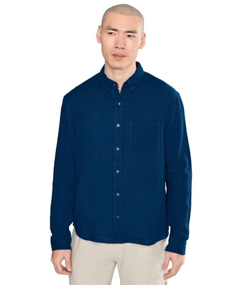 エルエルビーン メンズ トップス シャツ Llbean Cloud Gauze Shirt Long Sleeve Slightly Fitted Regular Deep Sea