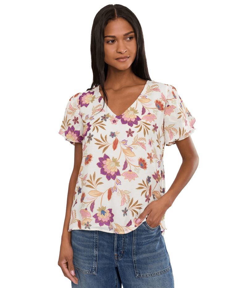 ヴィンスカムート レディース トップス シャツ クルーネック フリル Vince Camuto Crew Neck With Ruffle Seam New Ivory アイボリー