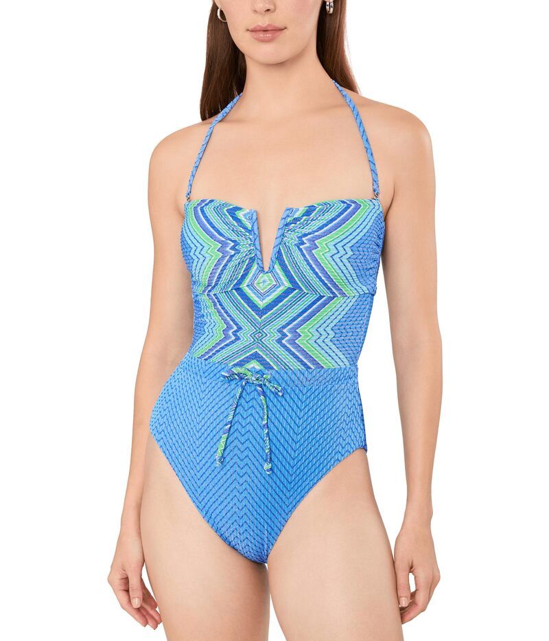 ベッカ レディース 水着 上下セット Becca Summer Sunrise Brinley Shirred Bandeau OnePiece Multi マルチカラー