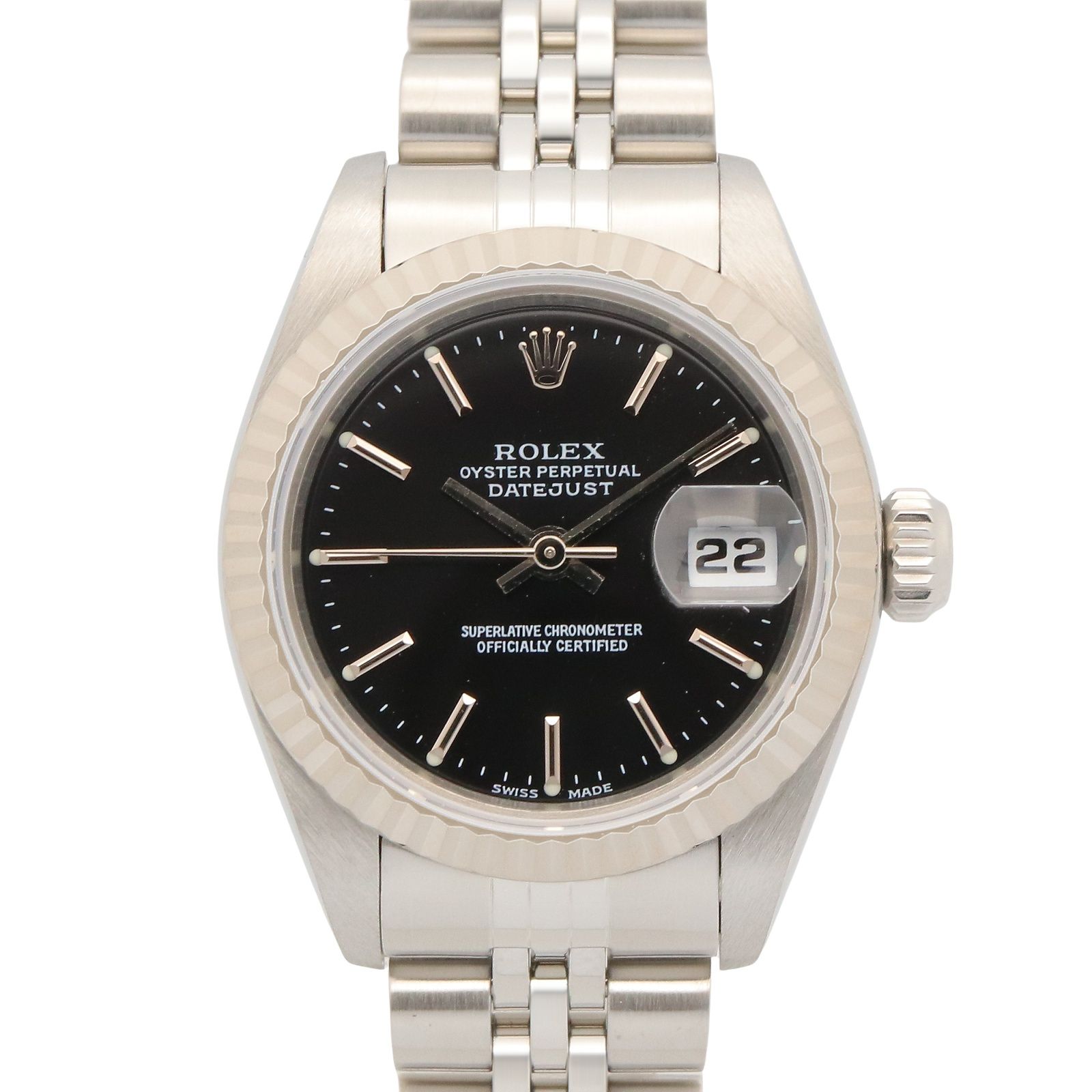 ロレックス ROLEX 腕時計 デイトジャスト T番 69174 BK/BA K18WG（ホワイトゴールド） ステンレススチール デイトジャスト T番 レディース Used A