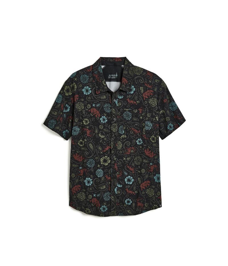 スマートウール メンズ トップス シャツ ダウン Smartwool Everyday Short Sleeve ButtonDown Black Paisley ブラック