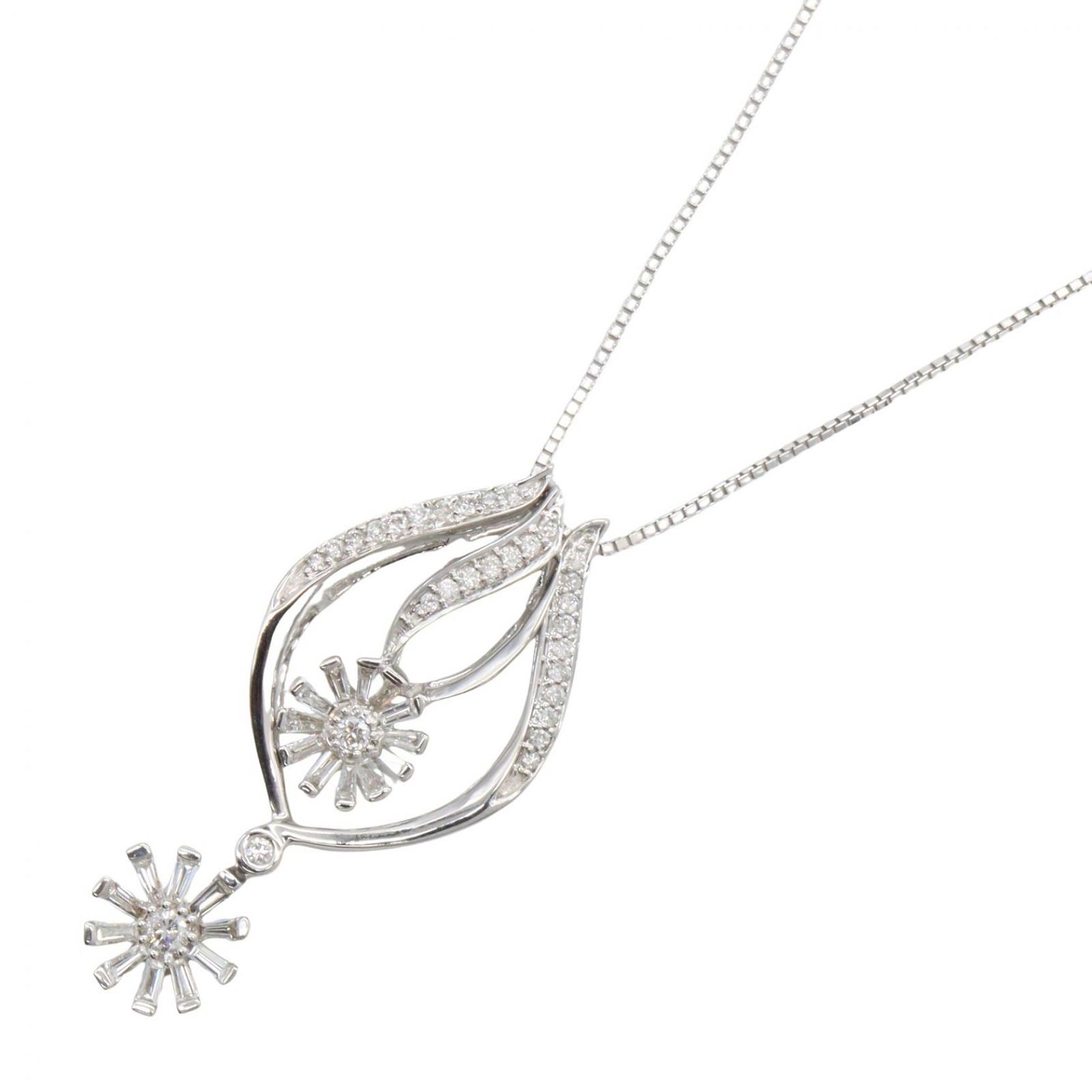 ジュエリー JEWELRY ネックレス ダイヤモンド ネックレス ﾀﾞｲﾔ 6.3g 首回り45cm K18WG（ホワイトゴールド） ダイヤモンド ネックレス レディース Used A