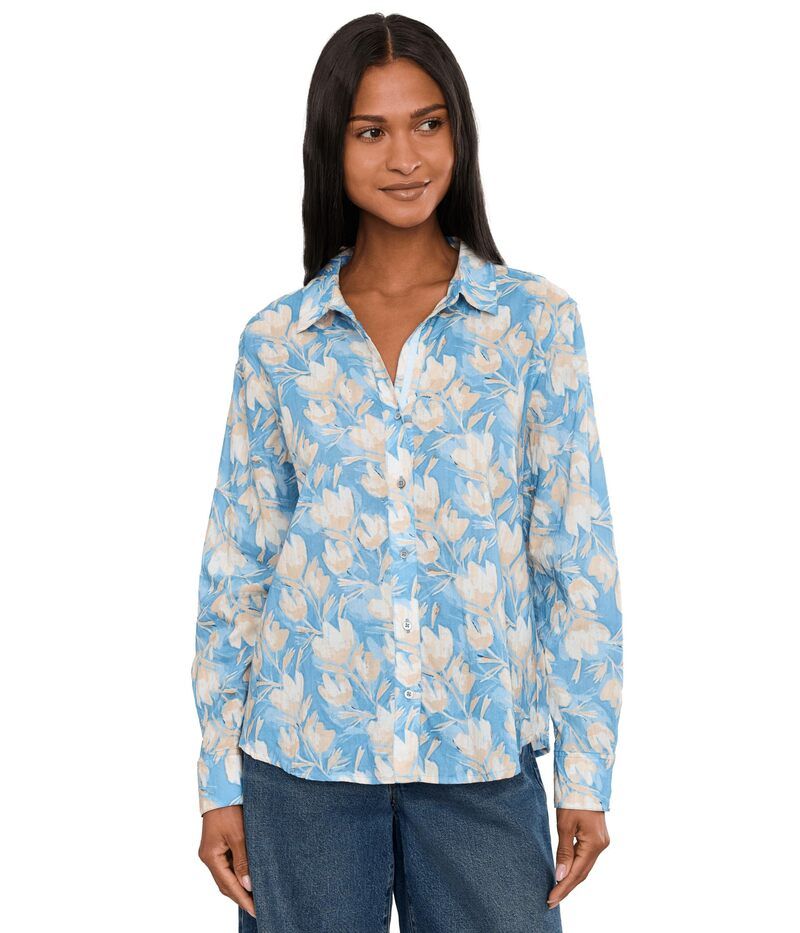 ニックプラスゾーイ レディース トップス シャツ フラワー柄 コットン フラワー Niczoe Shadow Floral Core Cotton Shirt Blue Multi ブルー