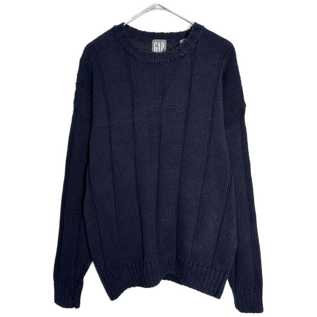 90年代 GAP ギャップ リブニット コットンセーター ネイビー(メンズ L)中古 古着 Y1959