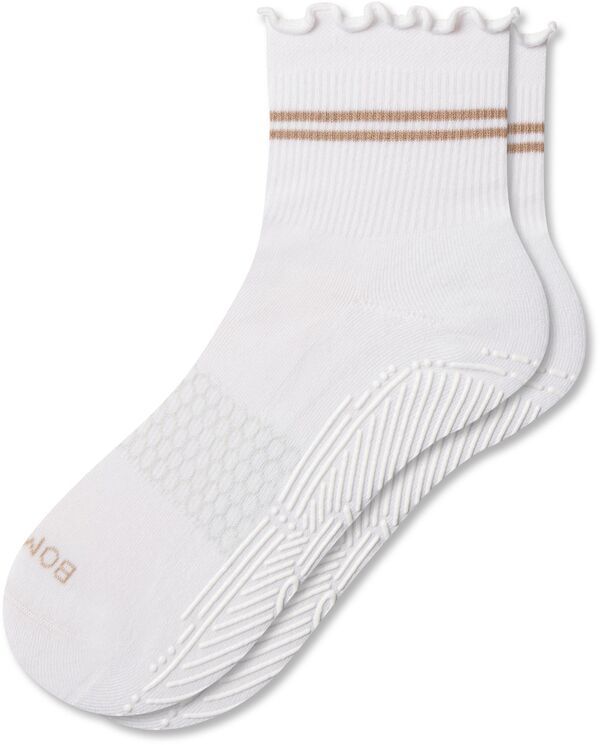ボンバス レディース アンダーウェア 靴下 Bombas Womenstudio Gripper Quarter Socks WhiteMaple Tan ホワイト