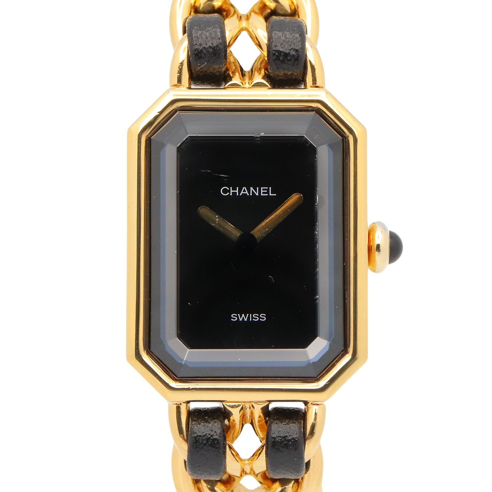 シャネル CHANEL 腕時計 プルミエール M H0001 ブラック GP（ゴールドメッキ） レザー プルミエール M レディース Used A