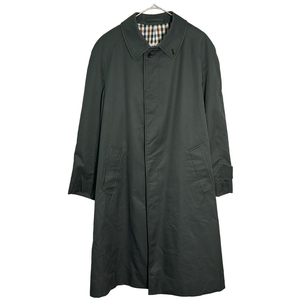 90年代 イングランド製 Aquascutum アクアスキュータム ステンカラーコート ユーロ グリーン(メンズ 36)中古 古着 Y2005
