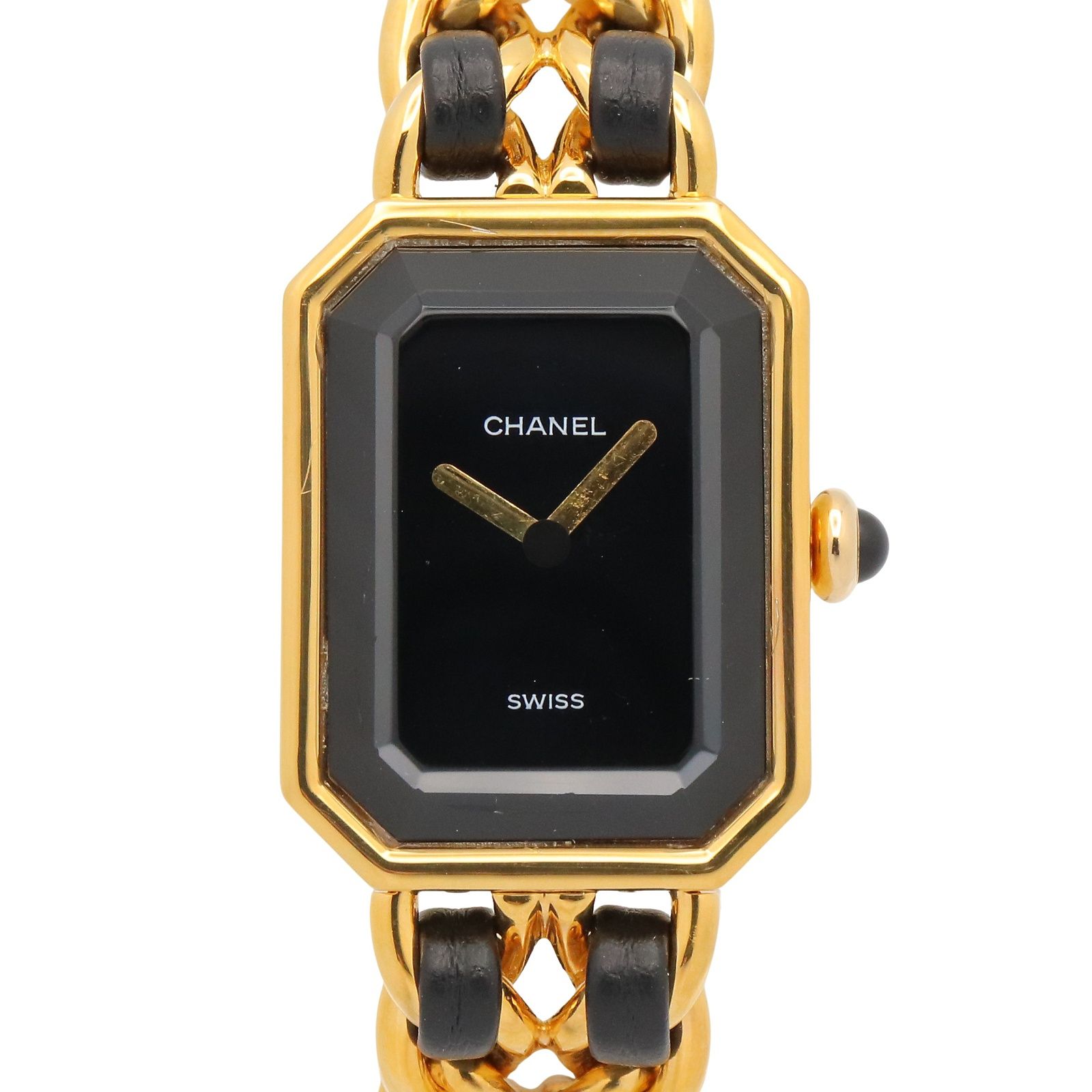 シャネル CHANEL 腕時計 プルミエール S H0001 ブラック GP（ゴールドメッキ） レザー プルミエール S レディース Used A