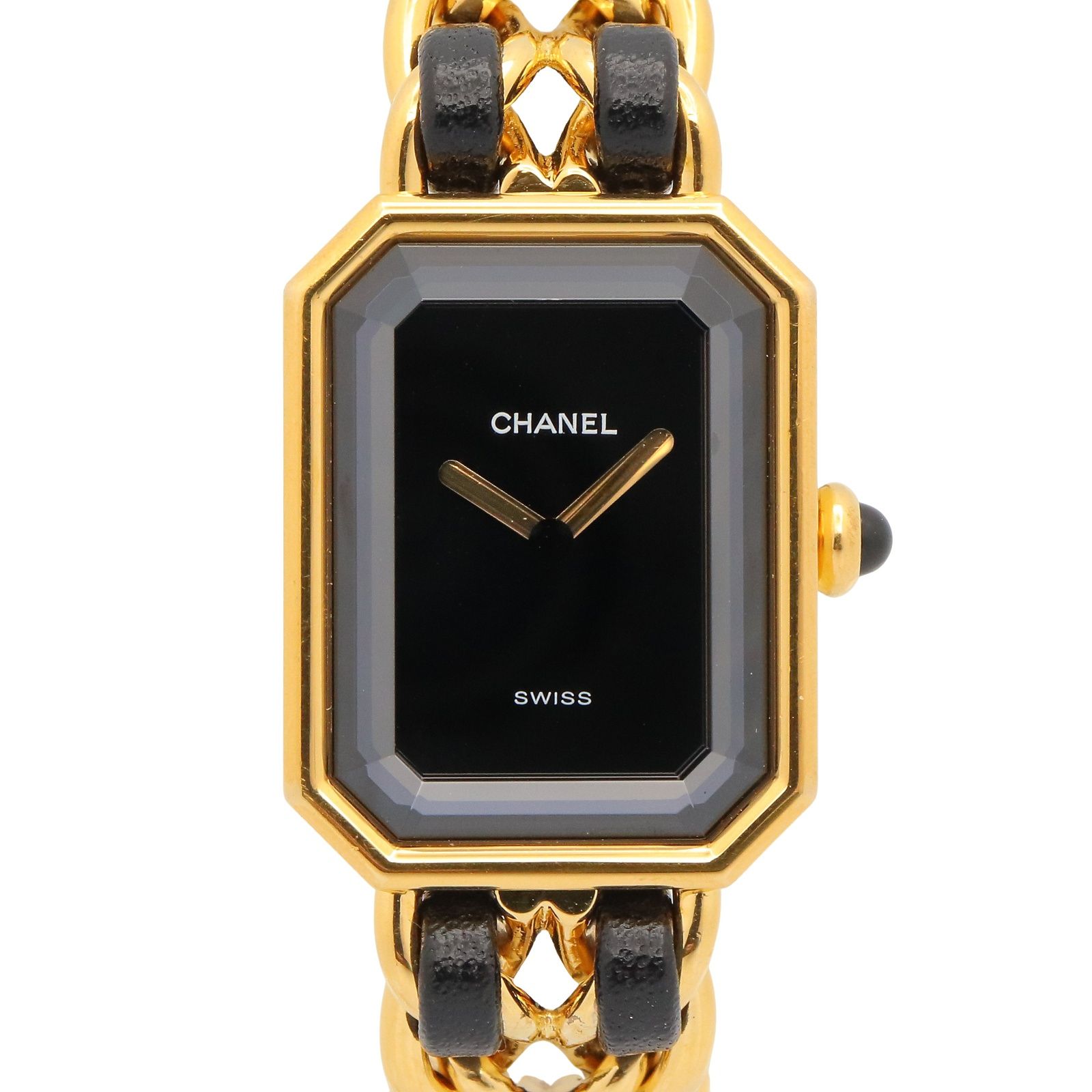 シャネル CHANEL 腕時計 プルミエール M H0001 ブラック GP（ゴールドメッキ） レザー プルミエール M レディース Used A