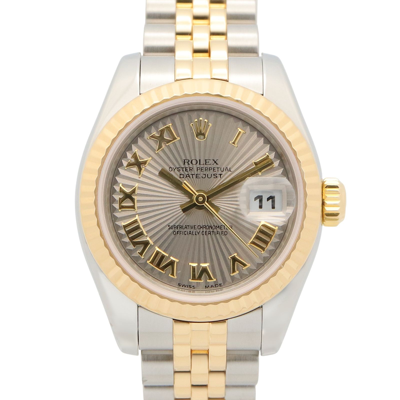 ロレックス ROLEX 腕時計 デイトジャスト F番 179173 GL/サン/RO K18（イエローゴールド） ステンレススチール デイトジャスト F番 レディース Used A