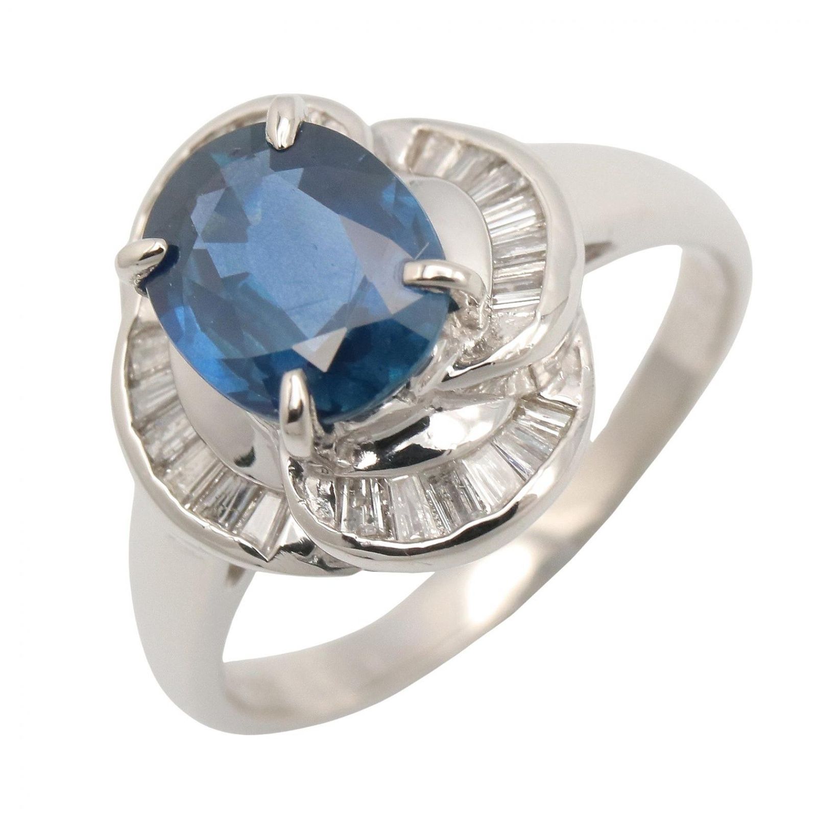 ジュエリー JEWELRY リング・指輪 サファイア ダイヤ リング ｻﾌｧｲｱ 6.4g #12.5 Pt900プラチナ ダイヤモンド サファイアリング レディース Used A