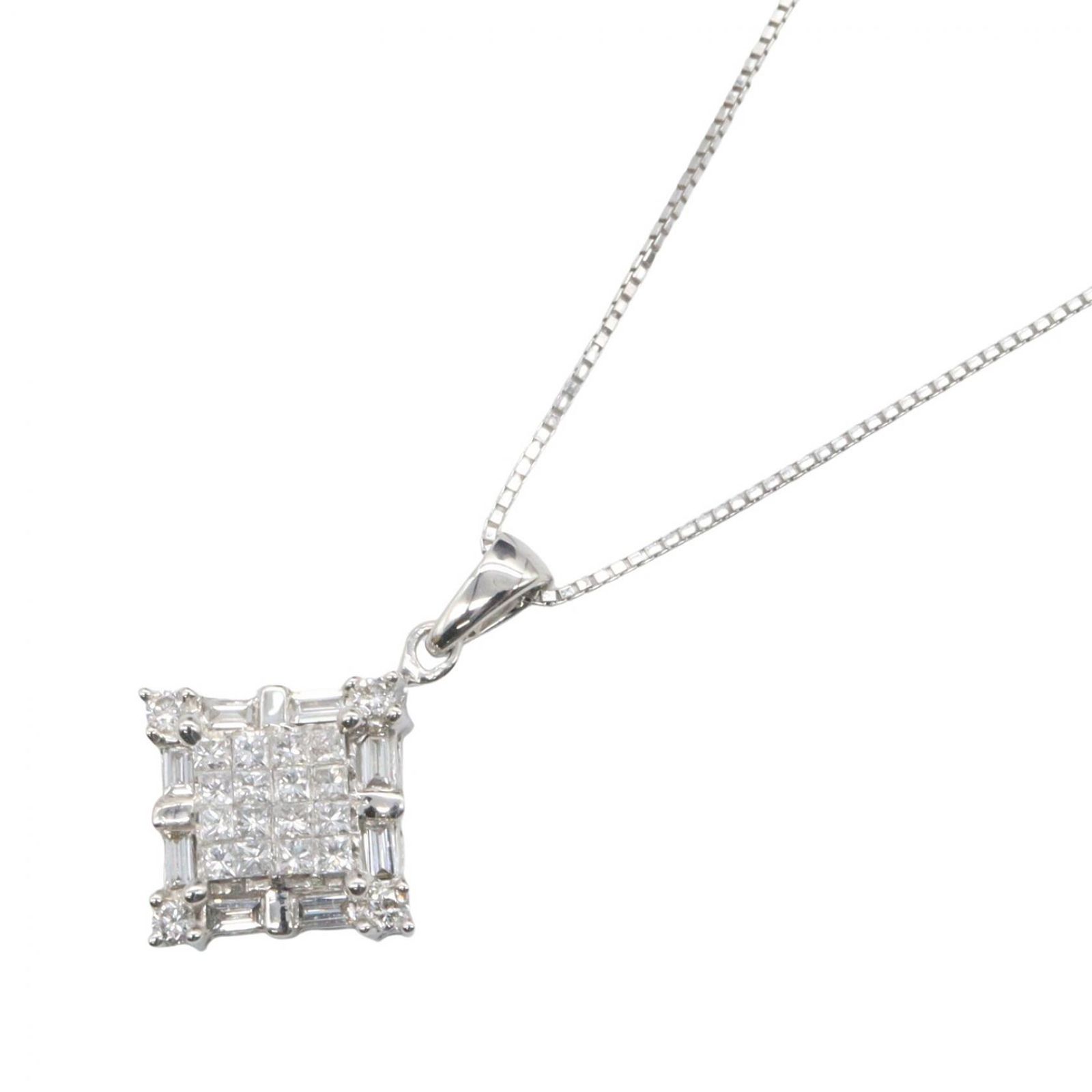 ジュエリー JEWELRY ネックレス ダイヤモンド ネックレス ﾀﾞｲﾔ 4.0g 首回45cm K18WG（ホワイトゴールド） ダイヤモンド ネックレス レディース Used A