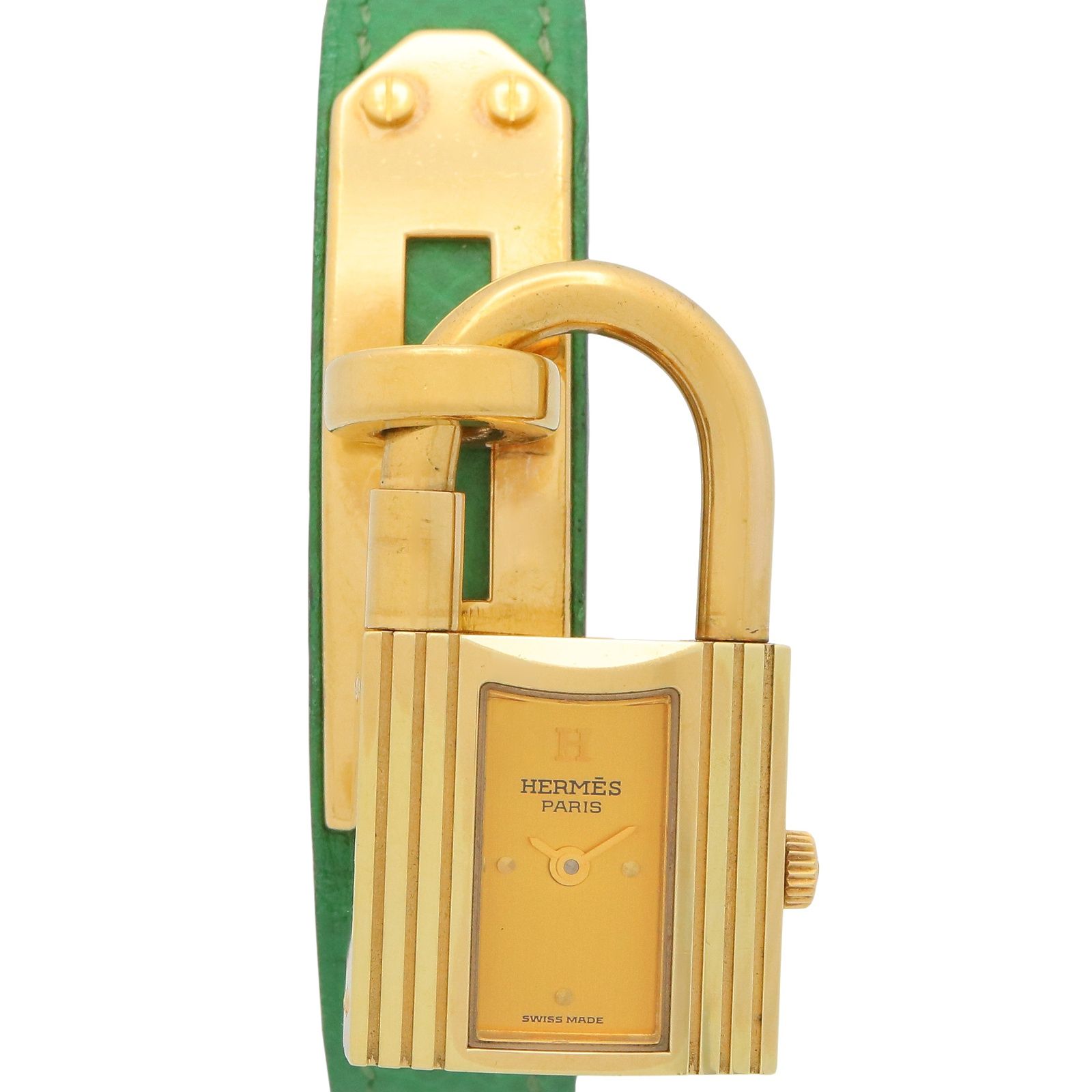 エルメス HERMES 腕時計 ケリーウォッチ KE1.201 シャンパン GP（ゴールドメッキ） レザーベルト ケリーウォッチ レディース Used A