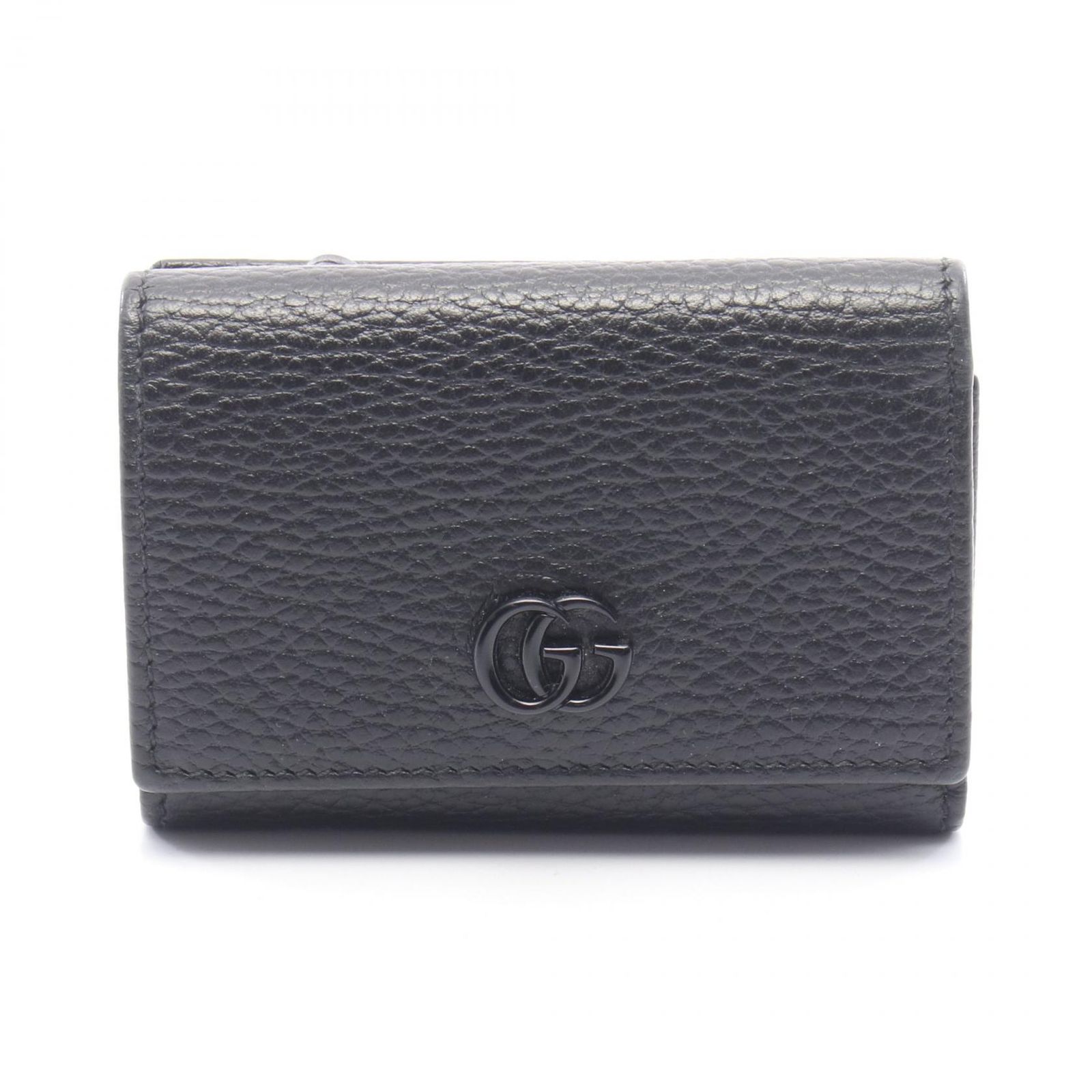 グッチ GUCCI 三つ折り財布 GGマーモント ミディアム ウォレット 644407 ブラック レザー GGマーモント コンパクトウォレット レディース Used A