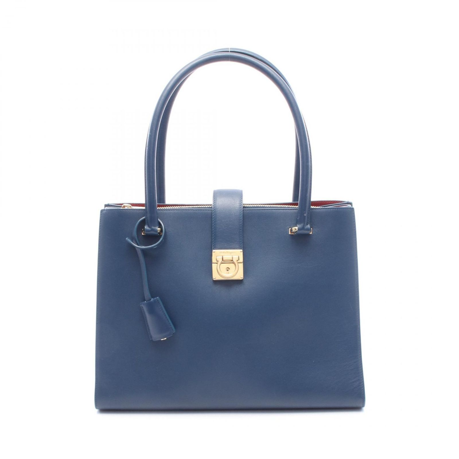 サルヴァトーレフェラガモ Salvatore Ferragamo トートバッグ ガンチーニ ブルー レザー ガンチーニ トートバッグ レディース Used B