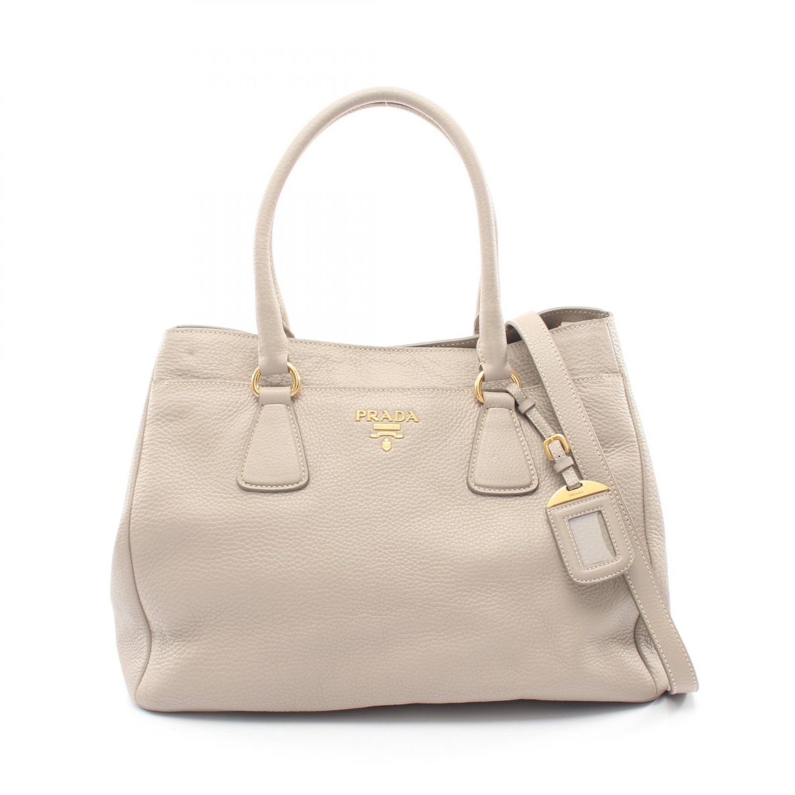 プラダ PRADA トートバッグ VIT.DAINO 2WAY B4393M グレージュ レザー ヴィッテロダイノ 2wayトートバッグ レディース Used A