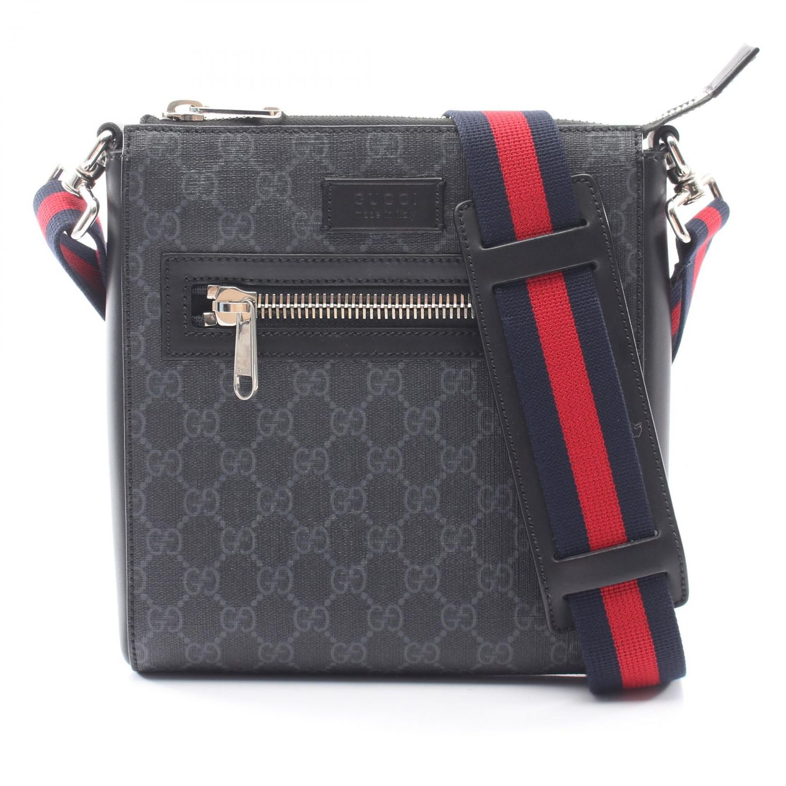 グッチ GUCCI ショルダーバッグ GGスプリーム スモール メッセンジャーバッグ 523599 ブラック PVCコーティングキャンバス レザー GGブラック スモール メッセンジャーバッグ