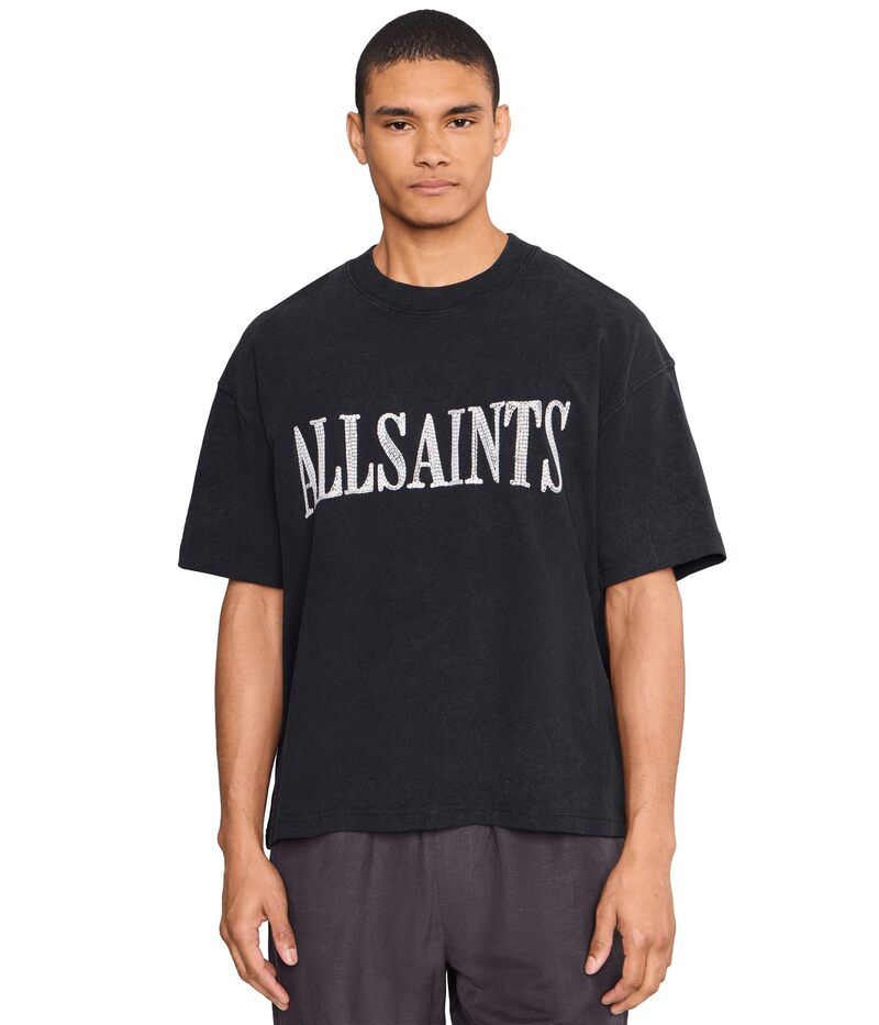 オールセインツ メンズ トップス シャツ Allsaints Dashort Sleeve Crewashed Black ブラック