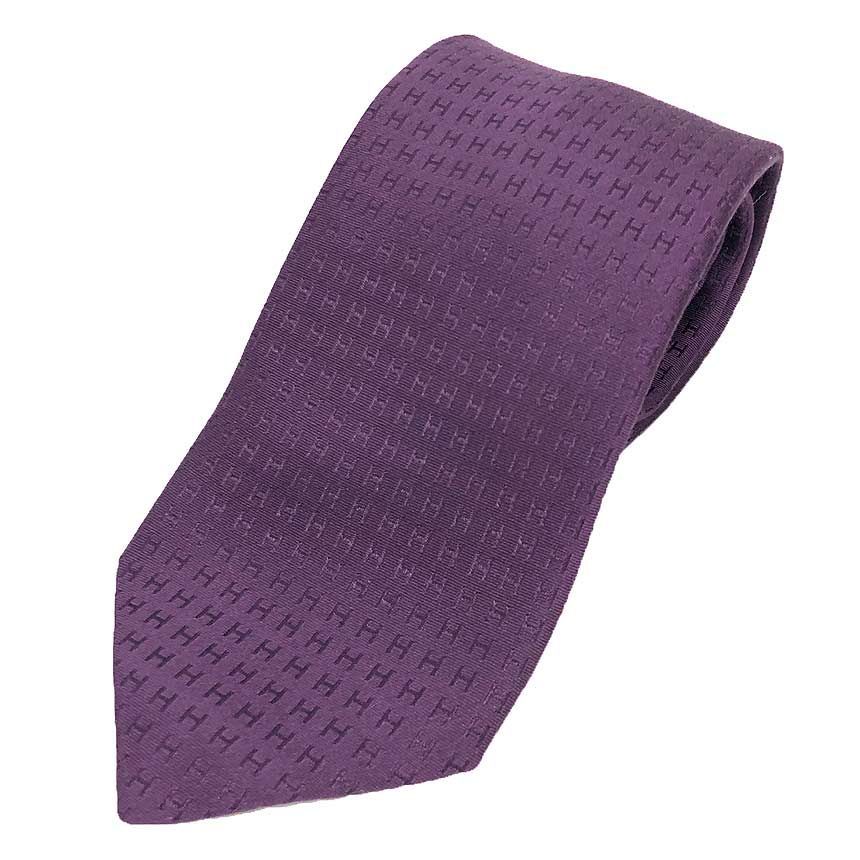 HERMES エルメス ネクタイ CRAVATE FACONNEE H H柄 パープル aq12951