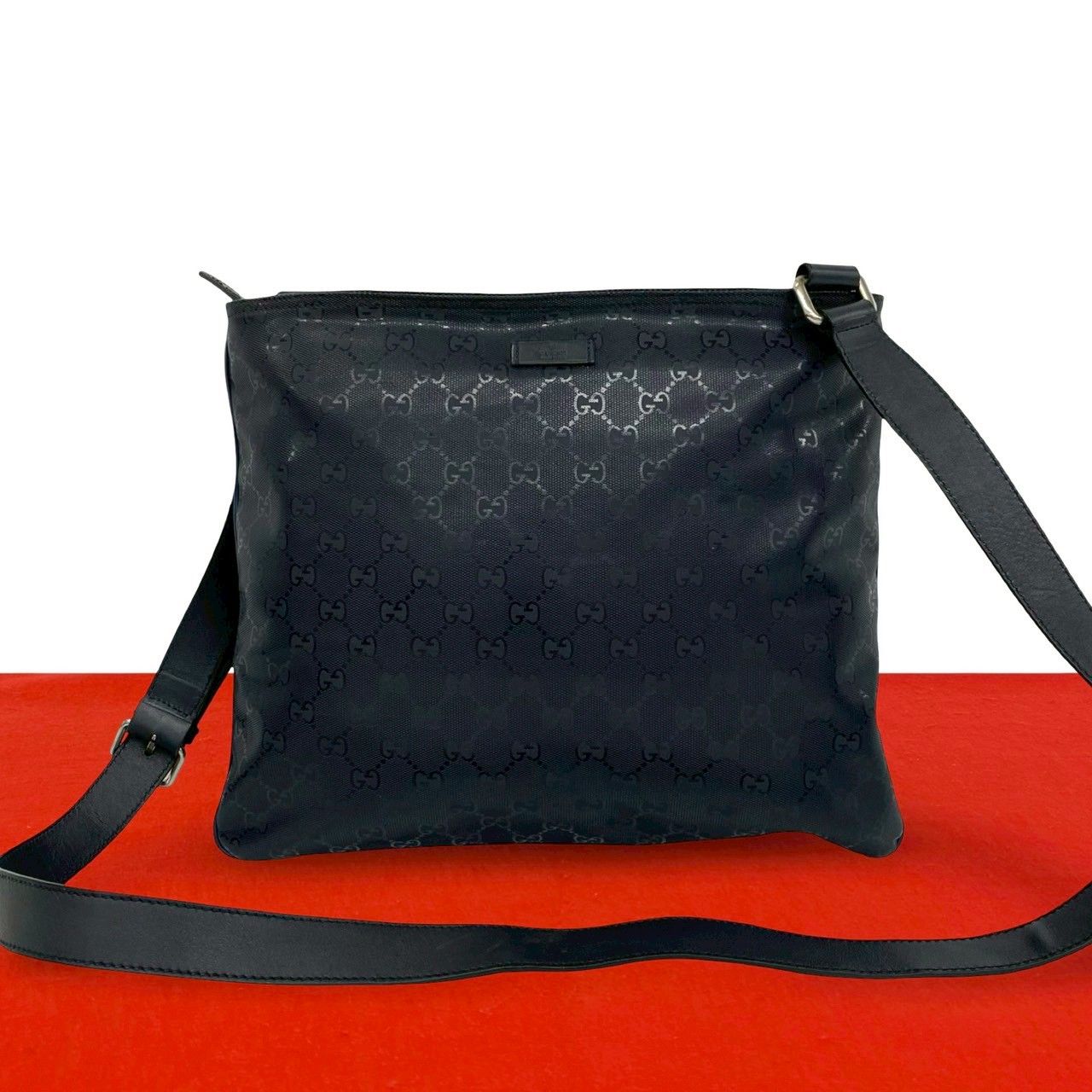 極 美品 希少品 GUCCI グッチ GGインプリメ ロゴ 柄 レザー 本革