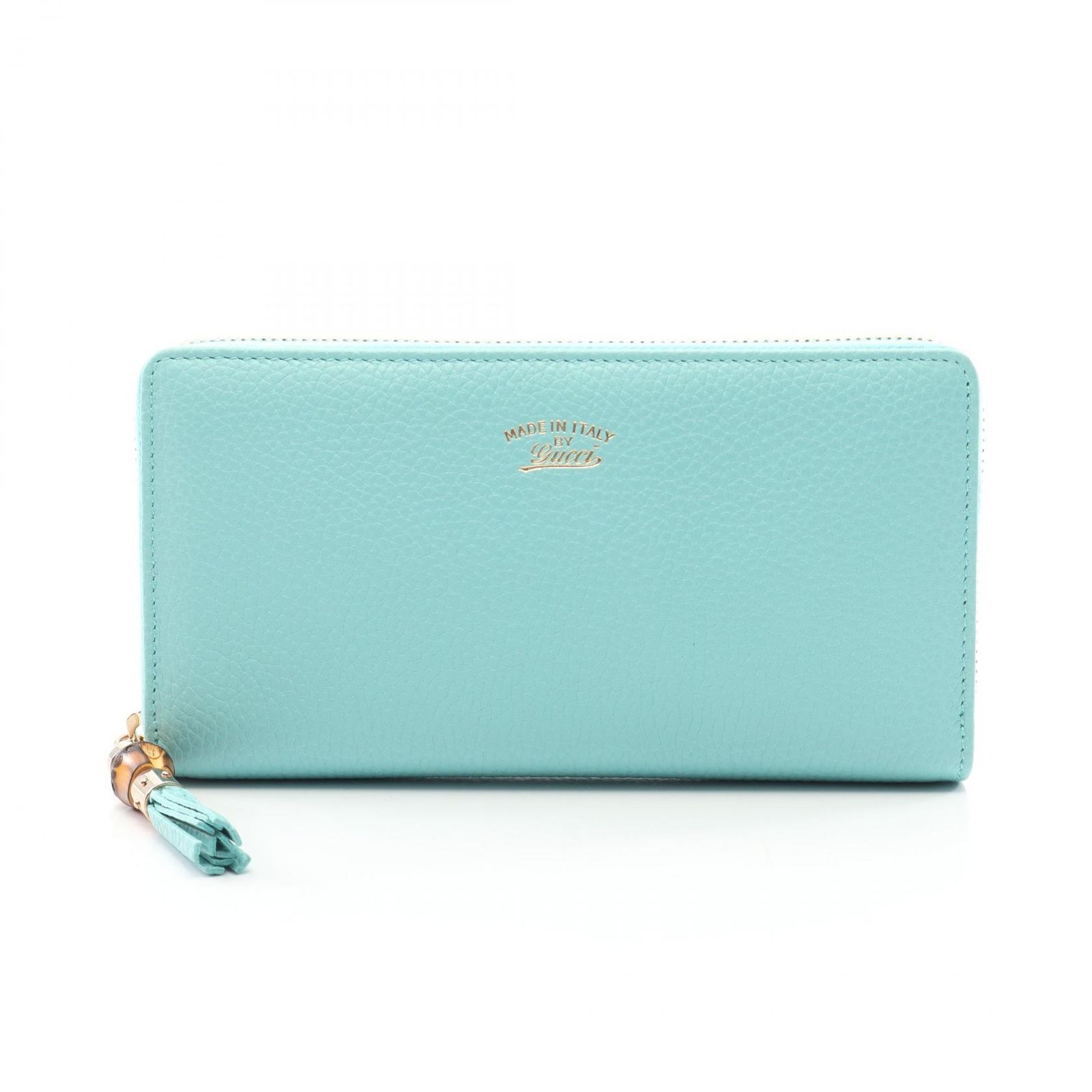 グッチ GUCCI ラウンド長財布 バンブー 307984 ティファニーブルー レザー バンブー ラウンド長財布 レディース Used A