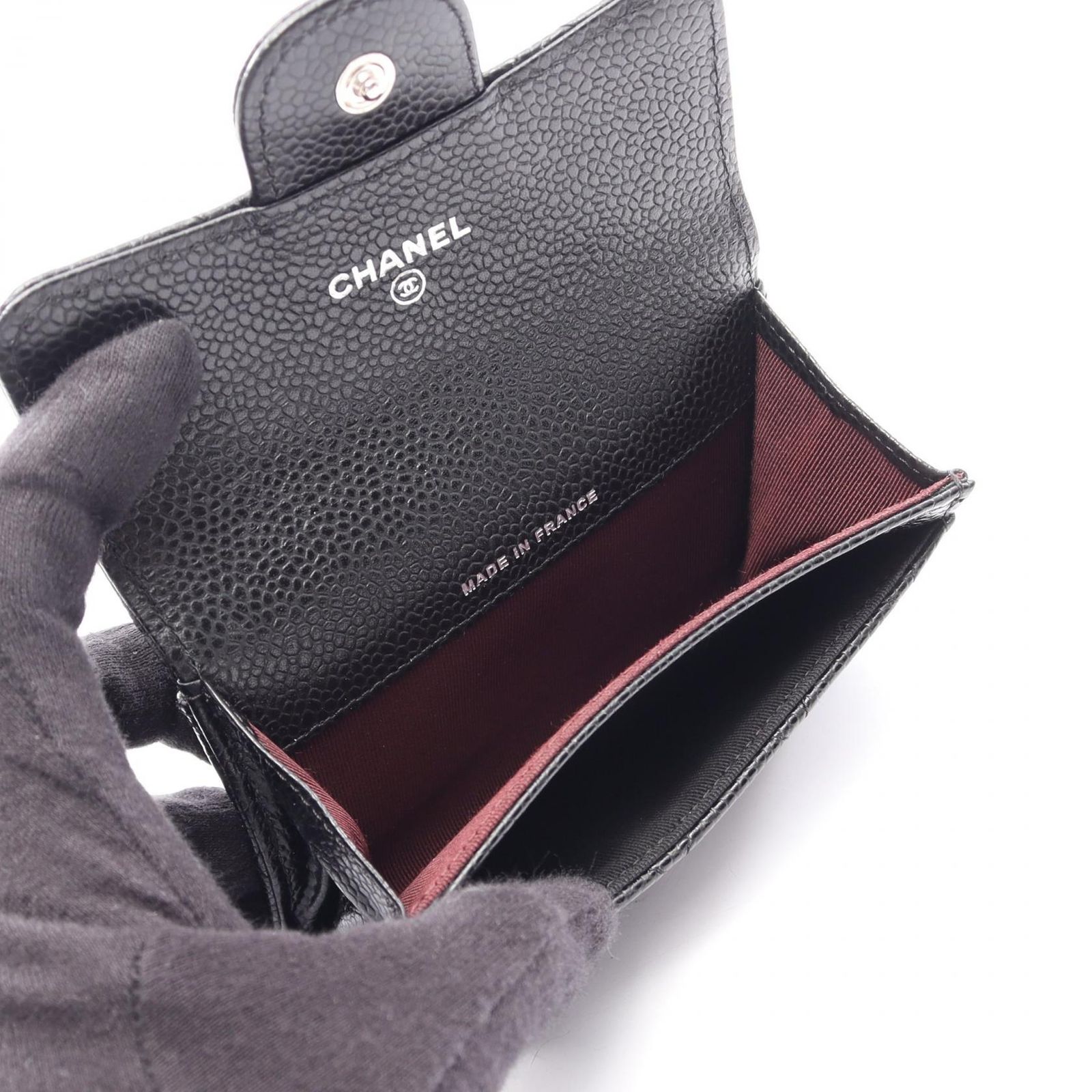 シャネル CHANEL カードケース マトラッセ ブラック キャビアスキン 