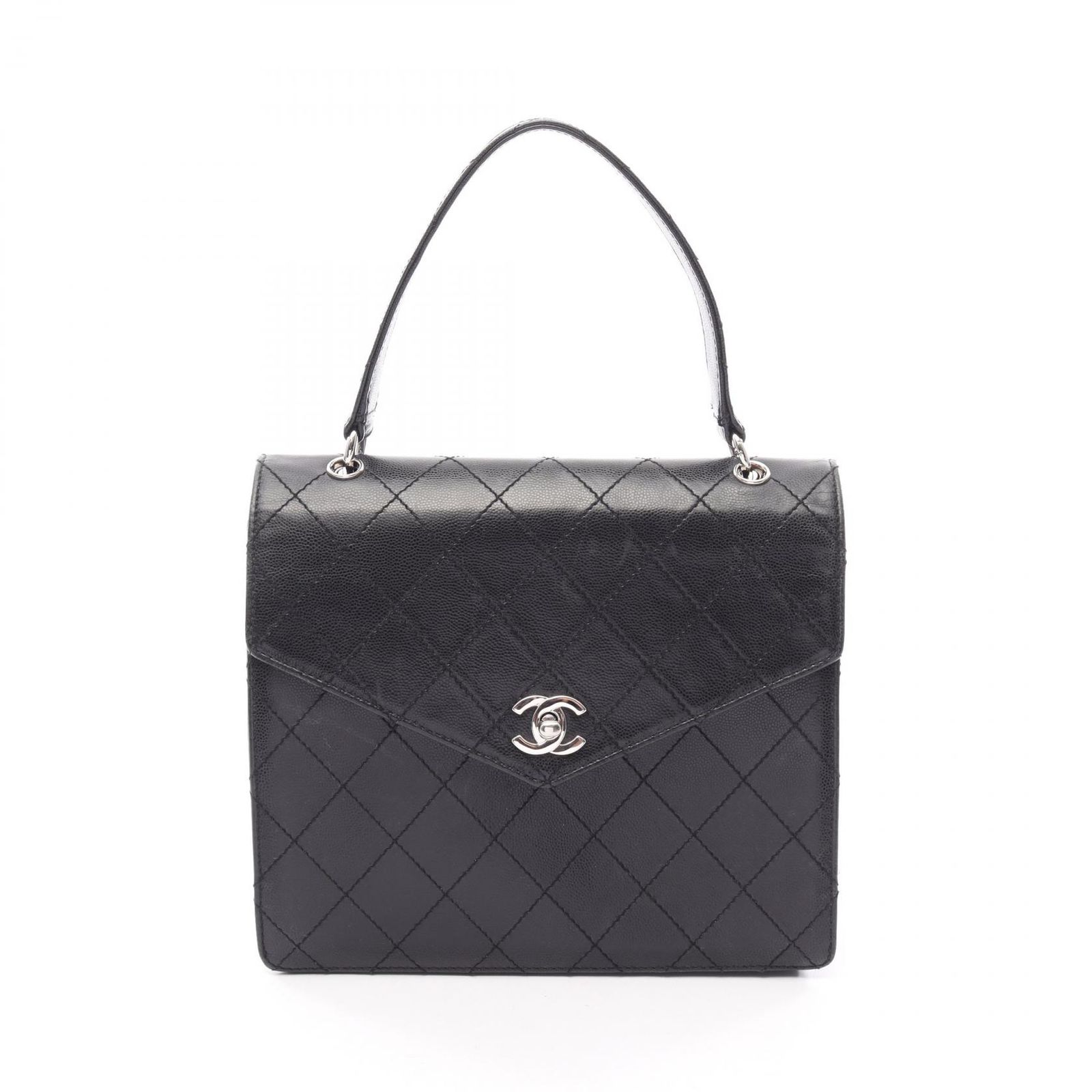 シャネル CHANEL ハンドバッグ マトラッセ ブラック キャビアスキン(グレインドカーフ) マトラッセ ハンドバッグ レディース Used A