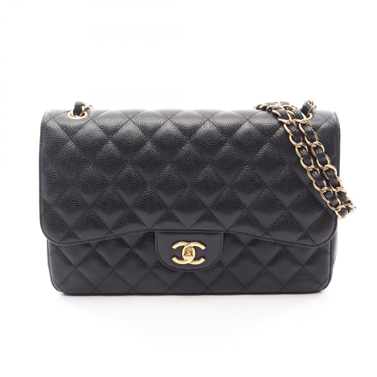 シャネル CHANEL ショルダーバッグ デカマトラッセ30 クラシック ラージ Wフラップ ブラック キャビアスキン(グレインドカーフ) デカマトラッセ チェーンショルダー