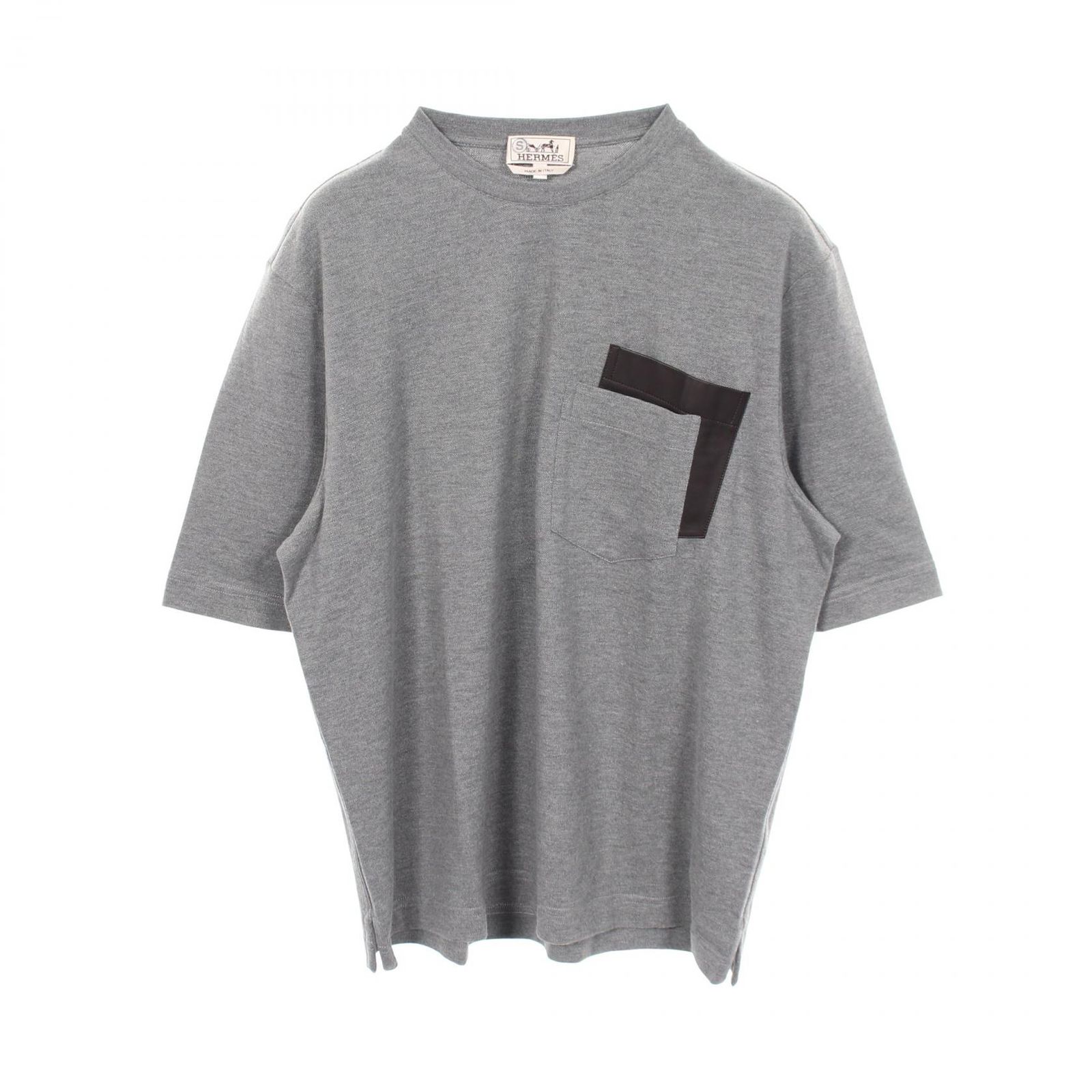 エルメス HERMES 長袖Tシャツ レザーポケット付き コットン カシミヤ Tシャツ メンズ Used A