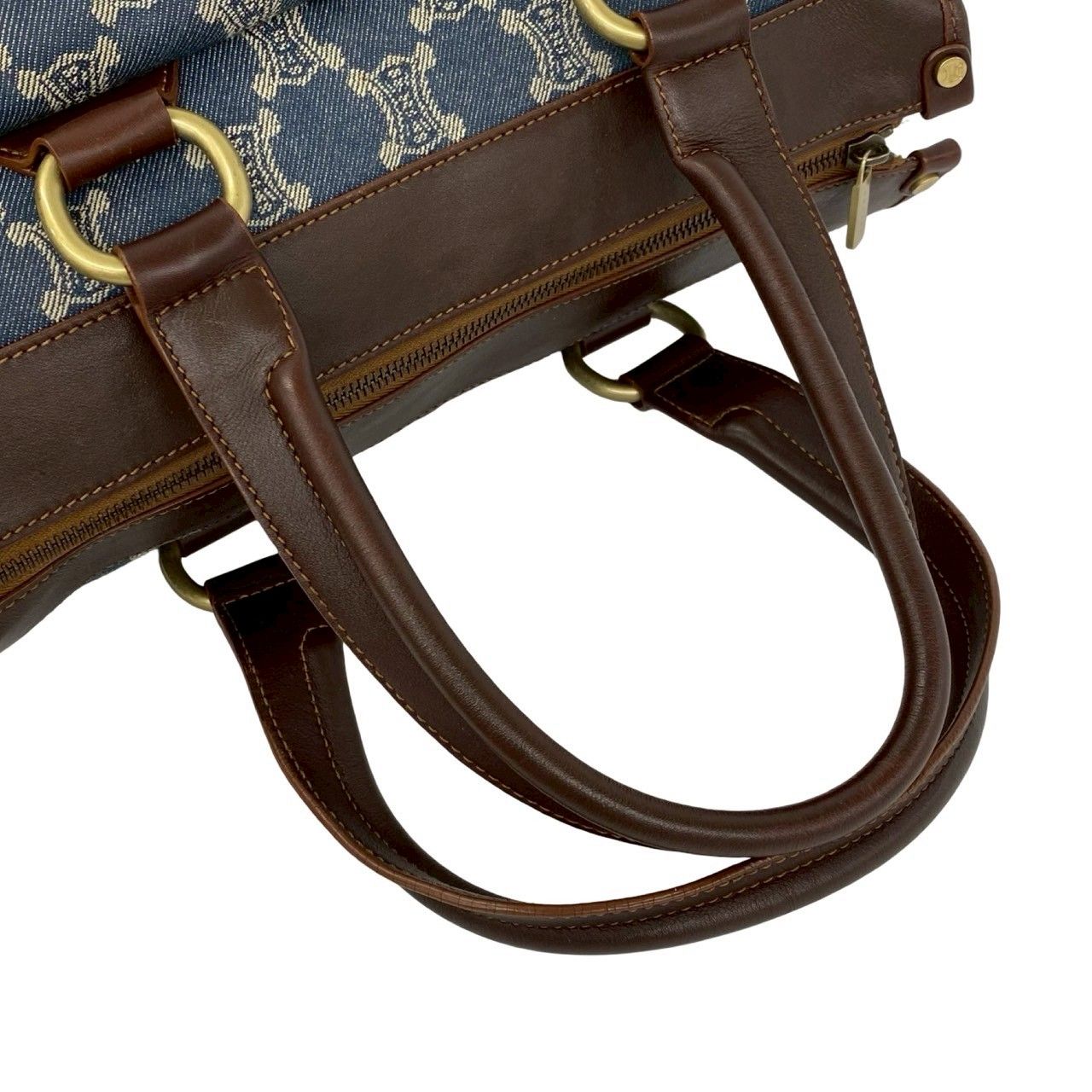 極 美品 希少品 CELINE セリーヌ マカダム トリオンフ 柄 金具 デニム
