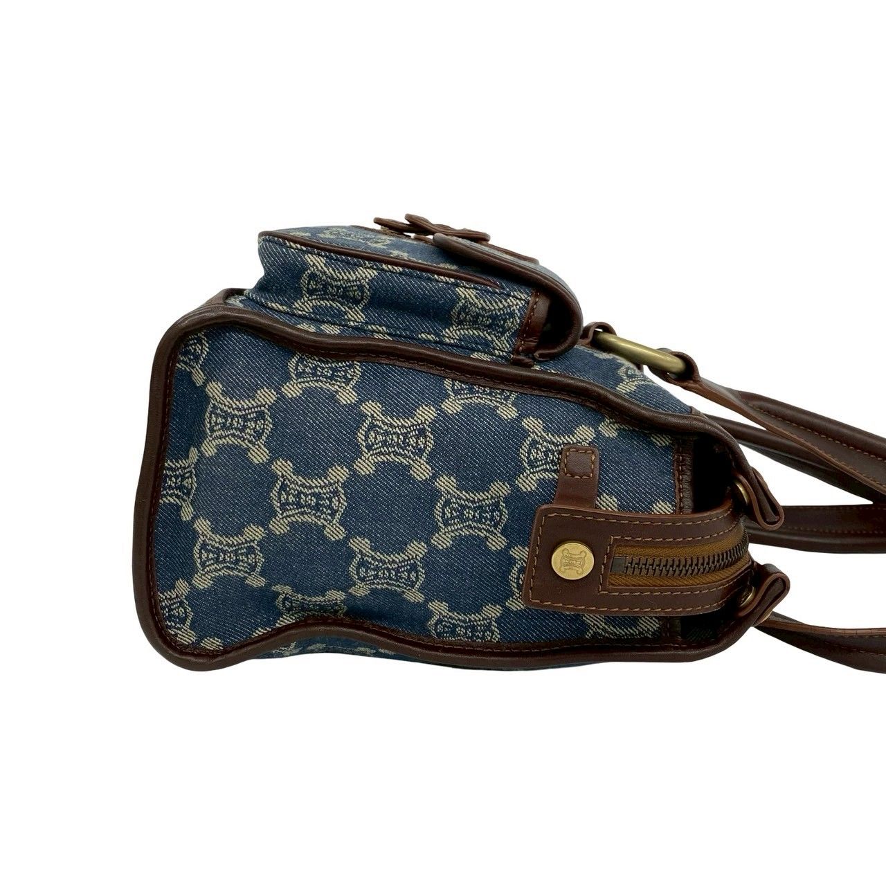 極 美品 希少品 CELINE セリーヌ マカダム トリオンフ 柄 金具 デニム