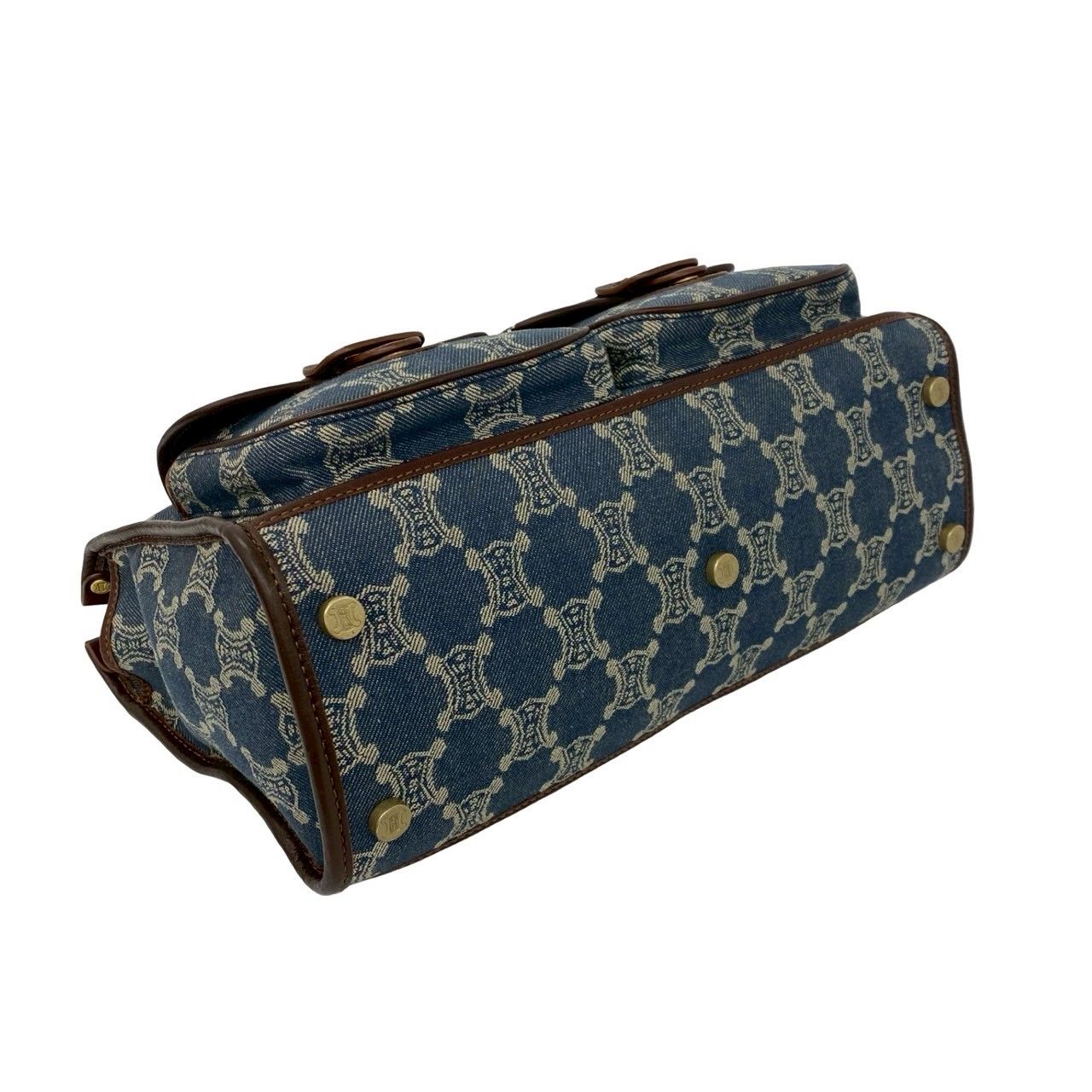 極 美品 希少品 CELINE セリーヌ マカダム トリオンフ 柄 金具 デニム