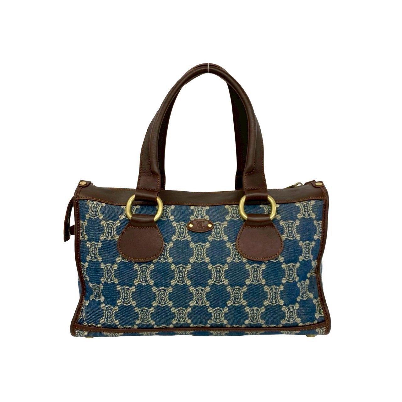 極 美品 希少品 CELINE セリーヌ マカダム トリオンフ 柄 金具 デニム