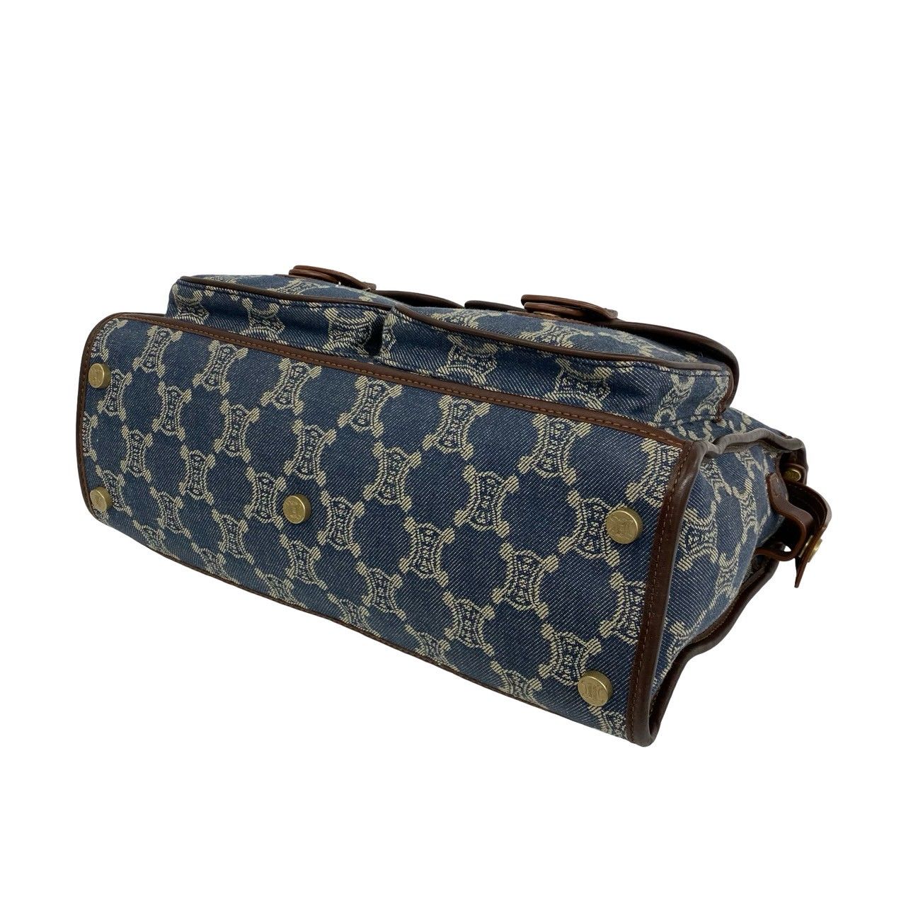 極 美品 希少品 CELINE セリーヌ マカダム トリオンフ 柄 金具 デニム