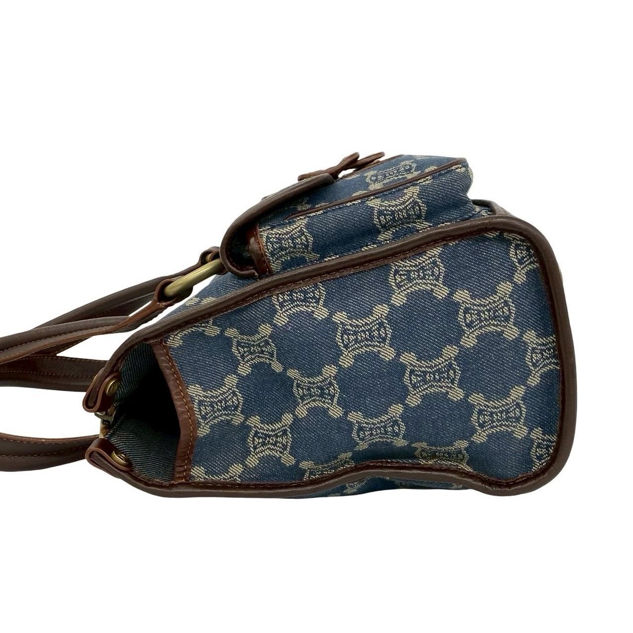 極 美品 希少品 CELINE セリーヌ マカダム トリオンフ 柄 金具 デニム